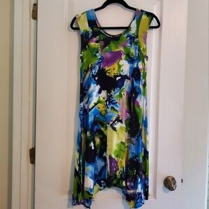 Asymmetrical, colorful dress